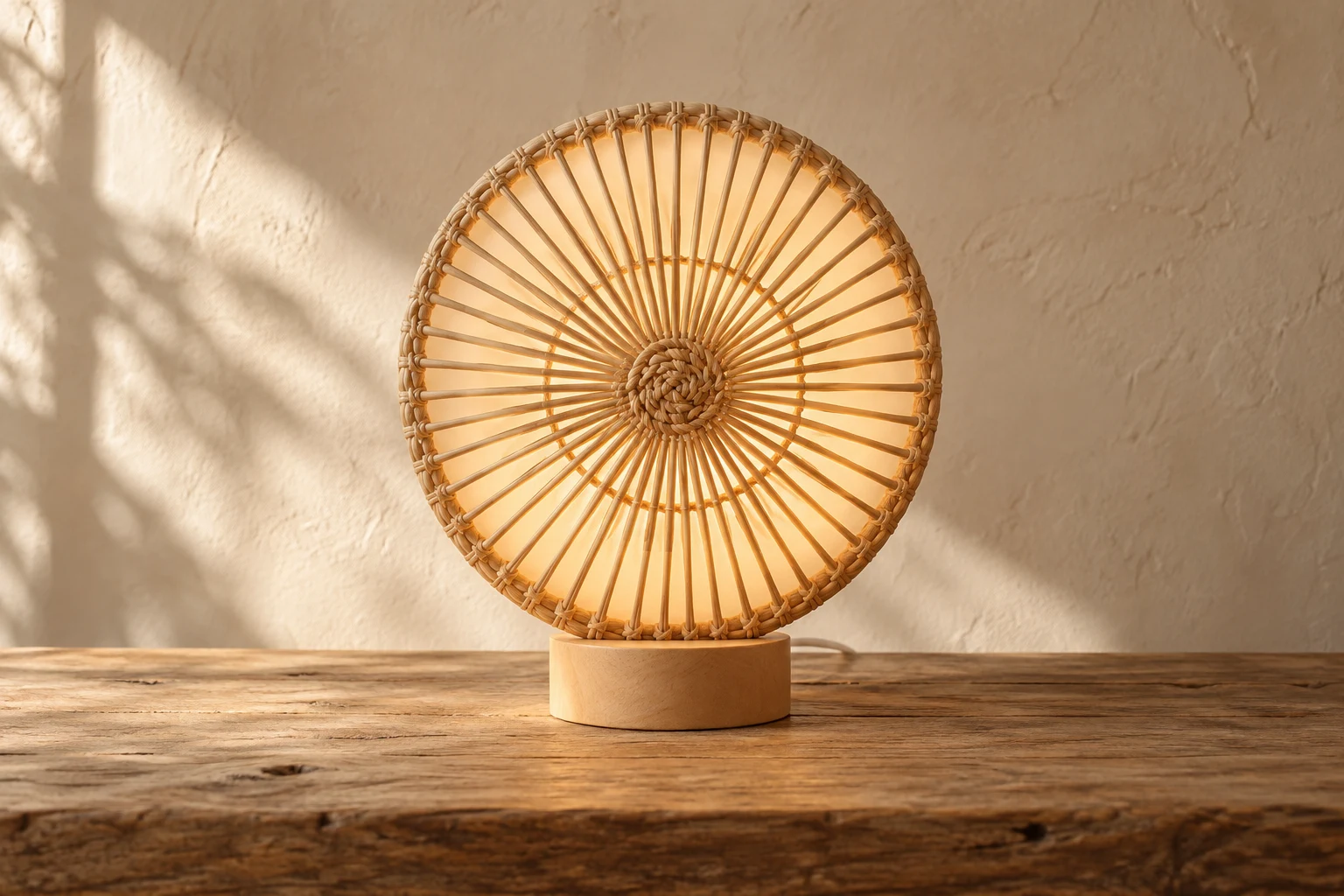 Sculptural rattan lamp shapes