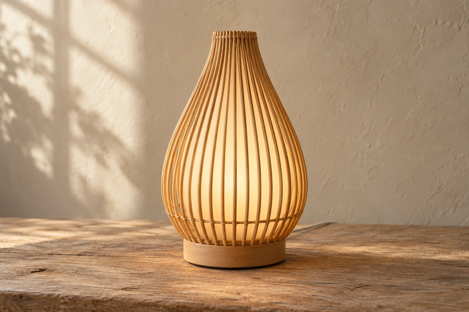Mizu Drop, natural rattan night light