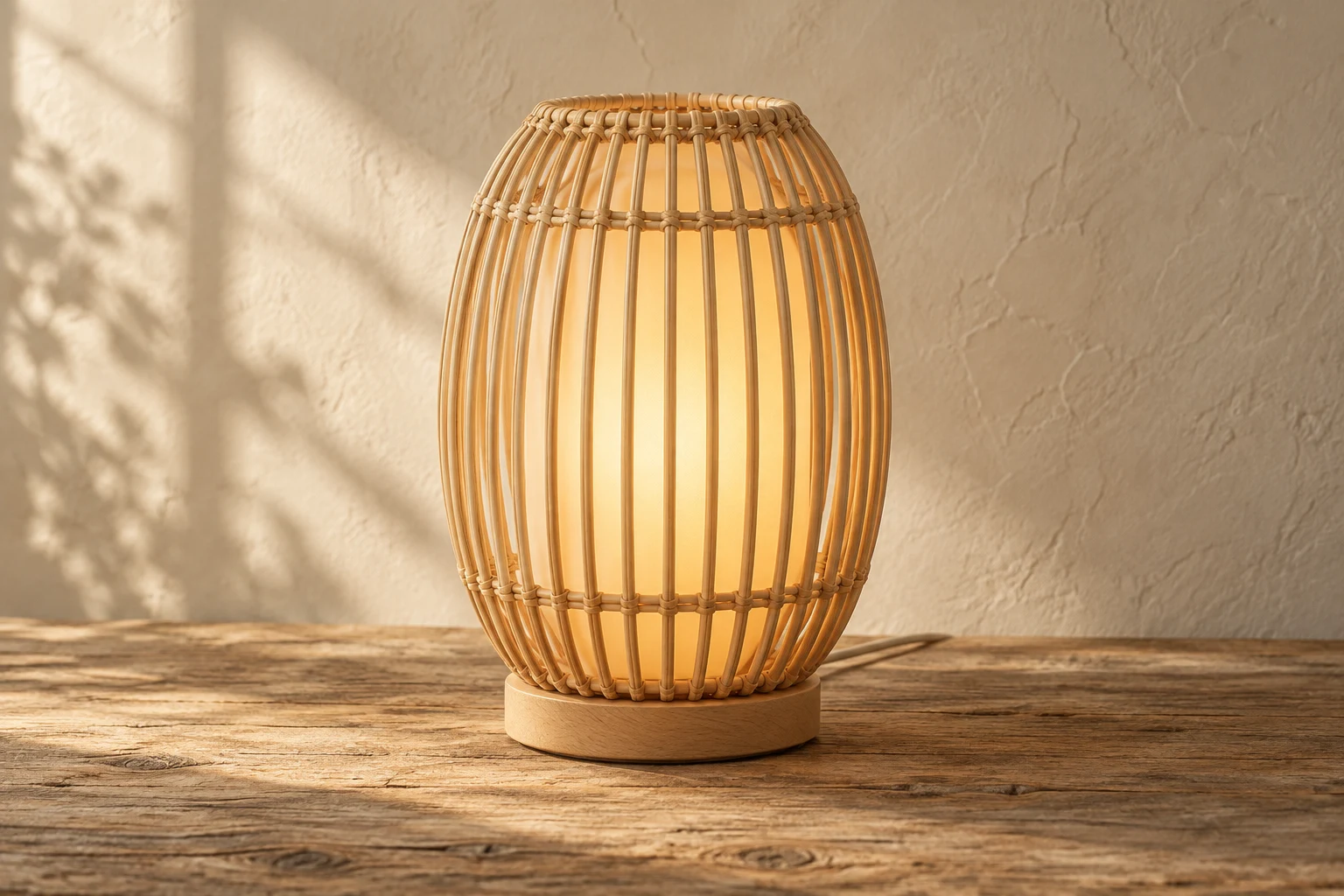 Sora Oval, natural rattan night light