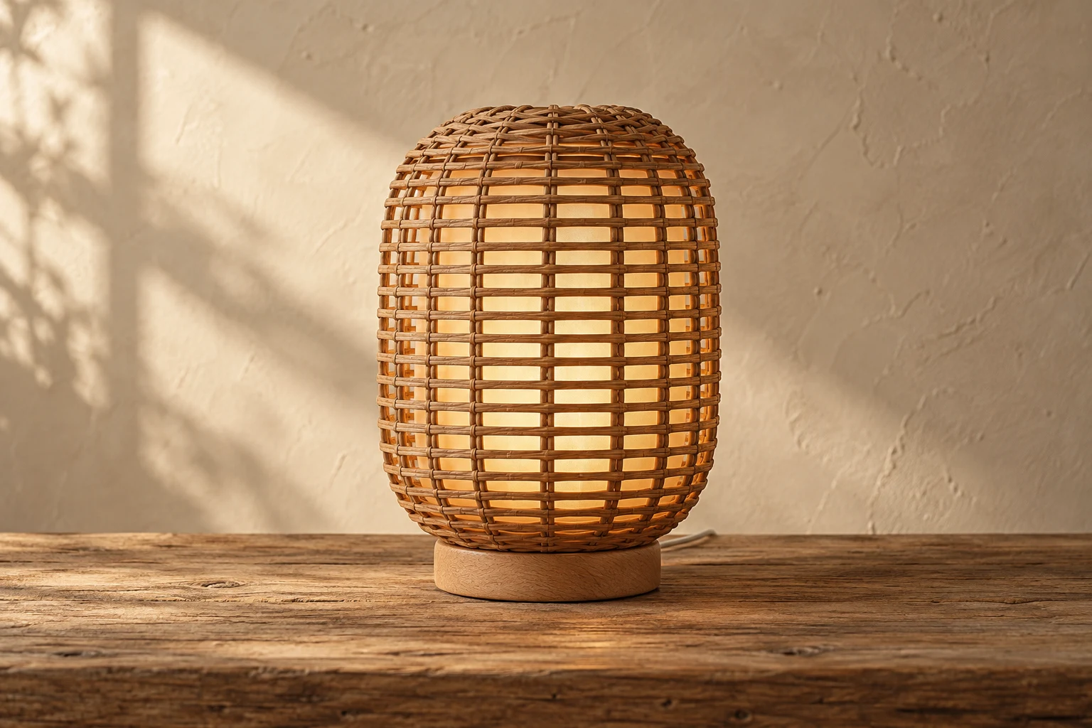Yoru Lantern, toasted rattan night light
